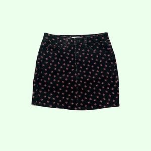 FOREVER 21 BLACK DENIM FLORAL SKIRT